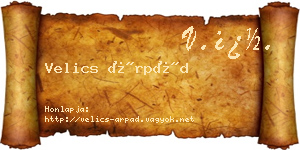 Velics Árpád névjegykártya