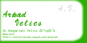 arpad velics business card